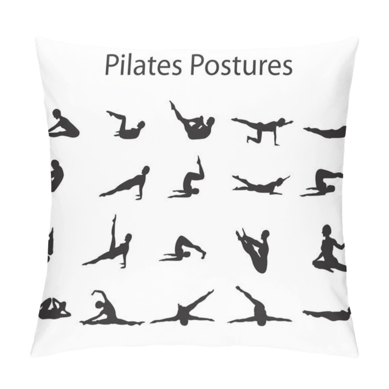 Personality  20 Pilates Or Yoga Postures Positions Illustration Pillow Covers