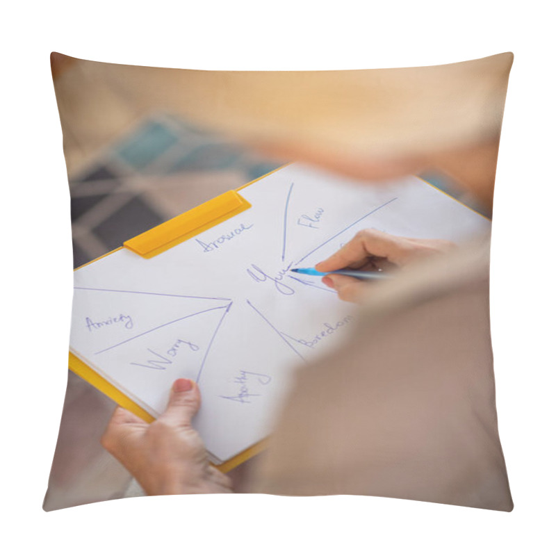 Personality  Psychoanalyst Writing Down While Making The Investigation Pillow Covers