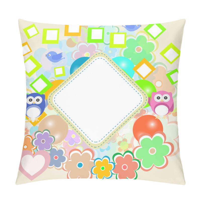 Personality  Two Owls, Birds, Love Heart, Gift Boxes And Empty Frame Pillow Covers