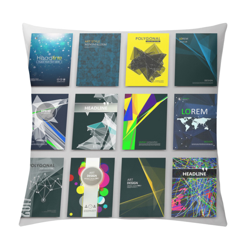 Personality  Abstract Composition. Text Frame Surface. Black, Yellow, Blue A4 Brochure Cover Design. Title Sheet Model Set. Polygonal Space Icon. Modern Vector Front Page. Ad Banner Form Texture. Flier Fiber Font Pillow Covers