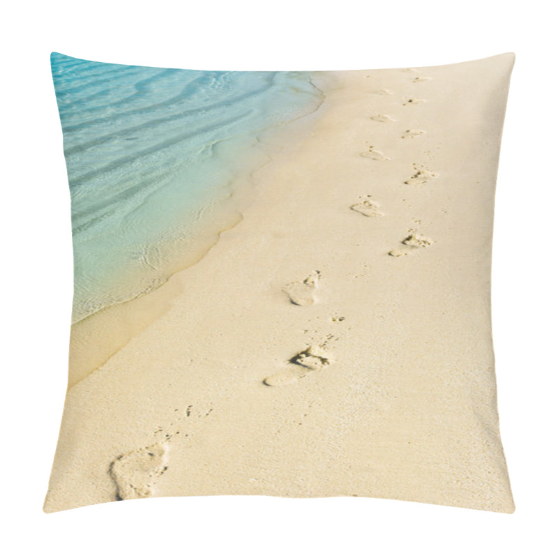 Personality  Foot Steps And Surf On Tropical Beach Pillow Covers