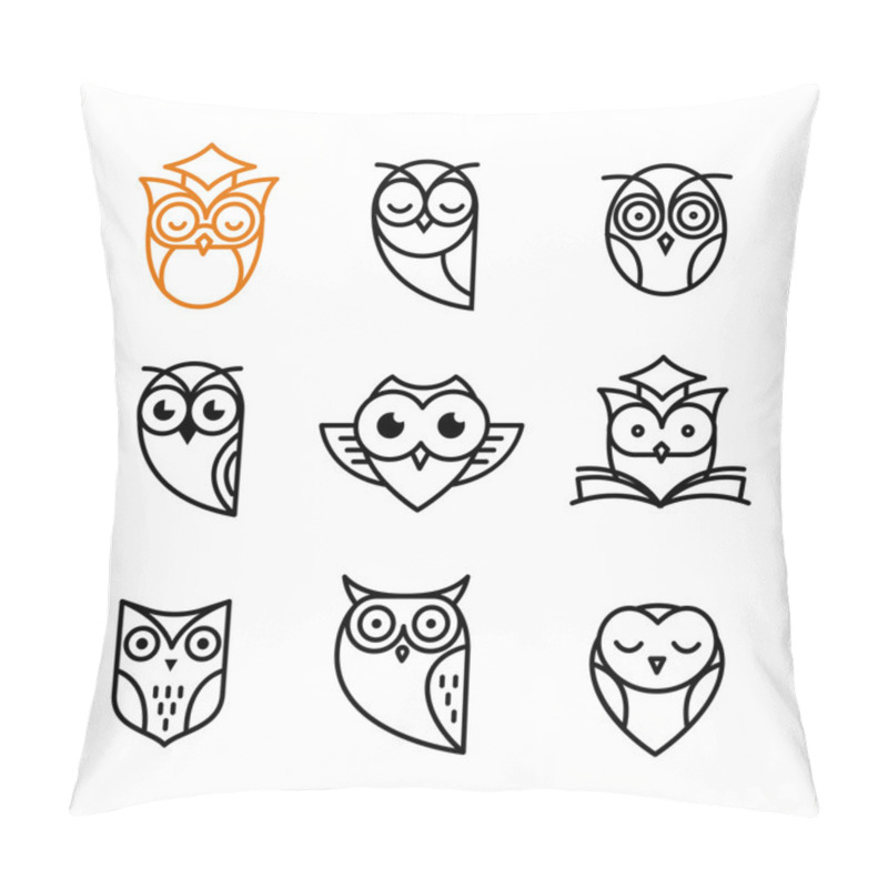 Personality  Owl Outline Icons Collection Pillow Covers