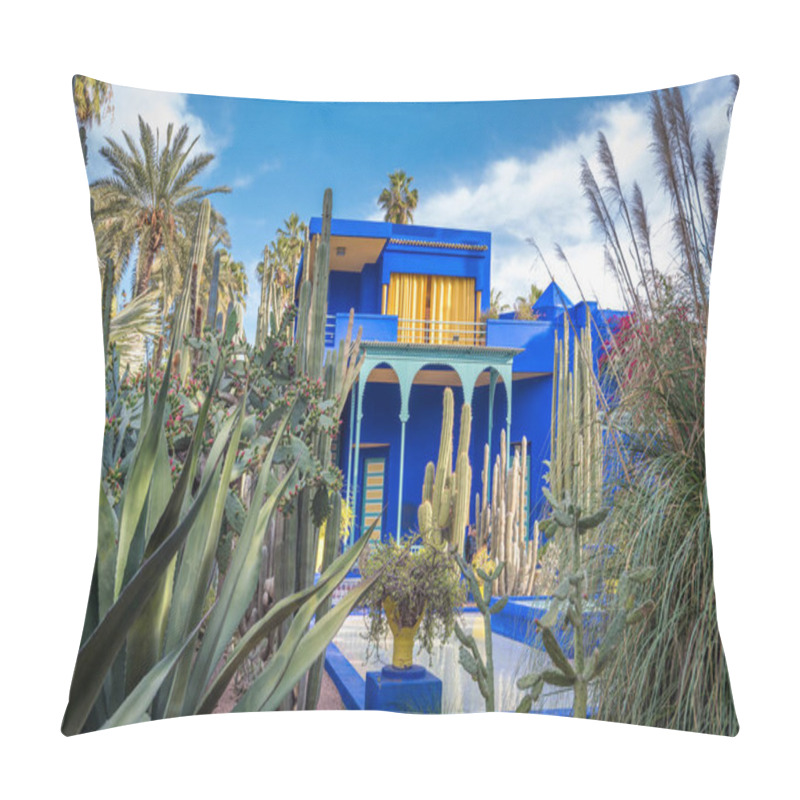 Personality  Marrakech, Morocco - April 2019: Beautiful View Of Majorelle Garden Featuring A Cubist Villa Designed By Paul Sinoir And Purchased By The Fashion Designers, Yves Saint-Laurent And Pierre Berg Pillow Covers