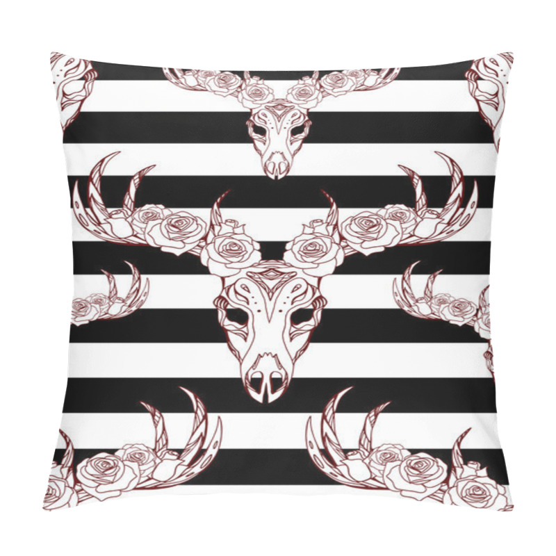 Personality  Seamless Texture With Deer Skulls Pillow Covers