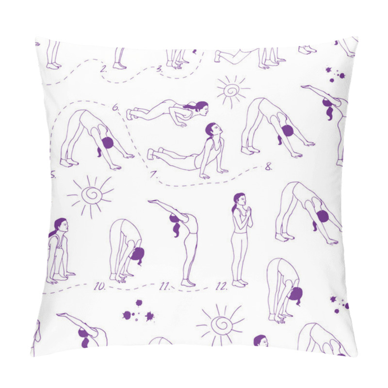 Personality  Yoga Poses Seamless Background. Pillow Covers