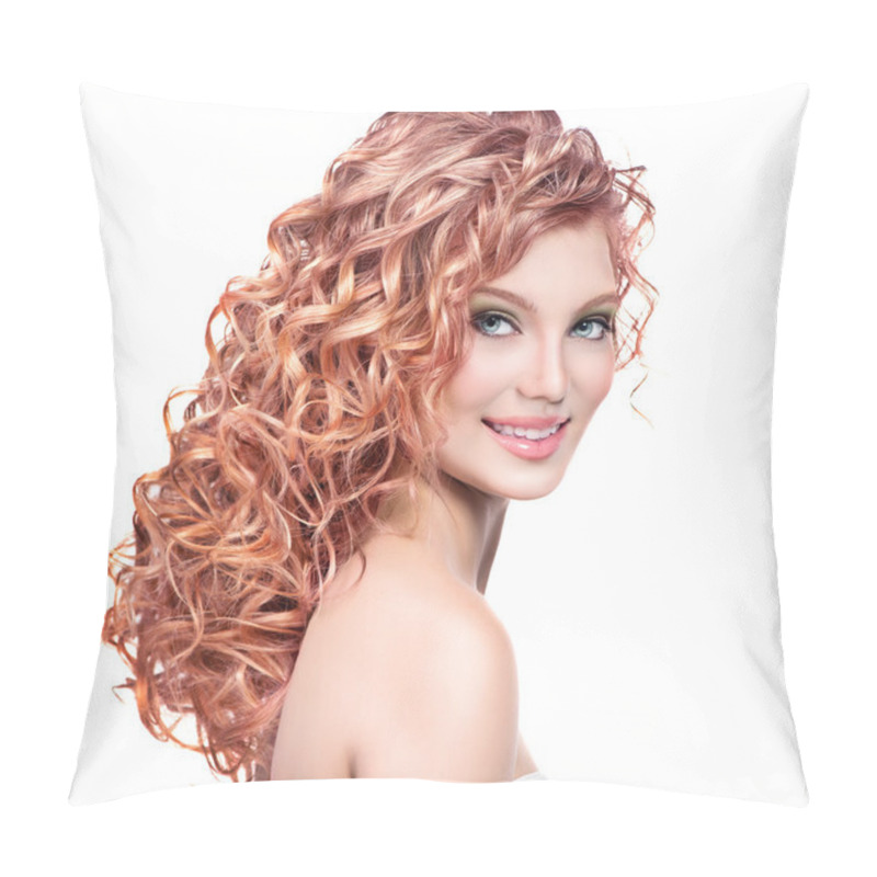 Personality  Woman With Red Curly Hair Pillow Covers