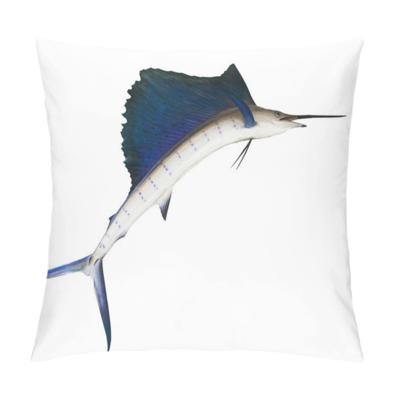 Personality  Sailfish Flying Midair Isolated White Background Use For Marine Pillow Covers