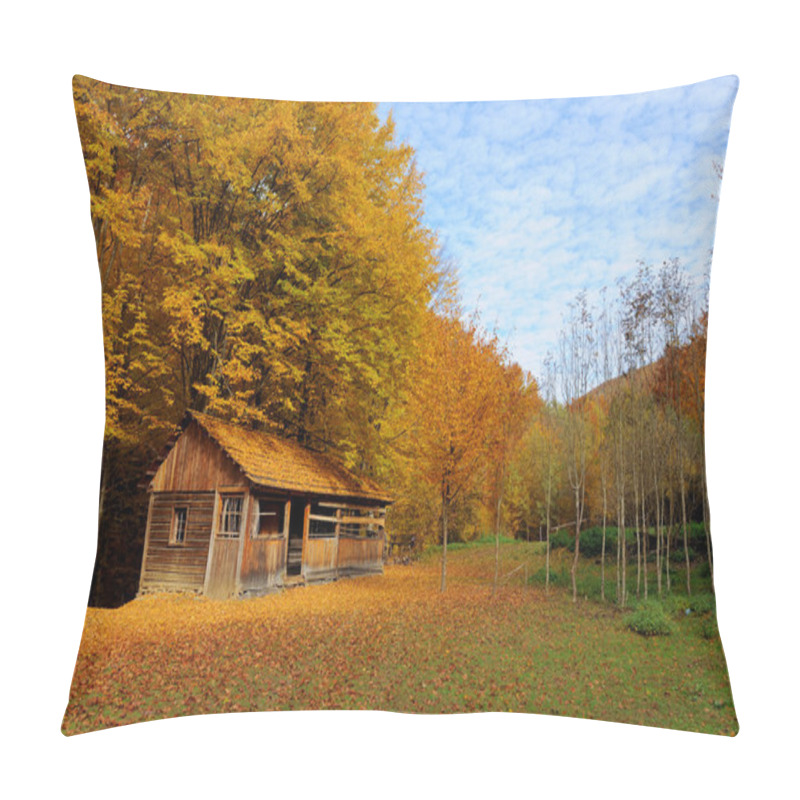 Personality  Alone House In Autumn Mountain Pillow Covers