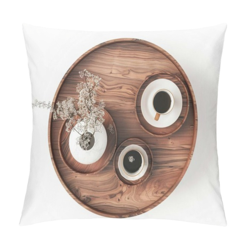 Personality  A Serene Arrangement Featuring A Wooden Tray With Coffee, A Flower Vase, And Dried Flowers, Enhancing A Calming Aesthetic. Pillow Covers