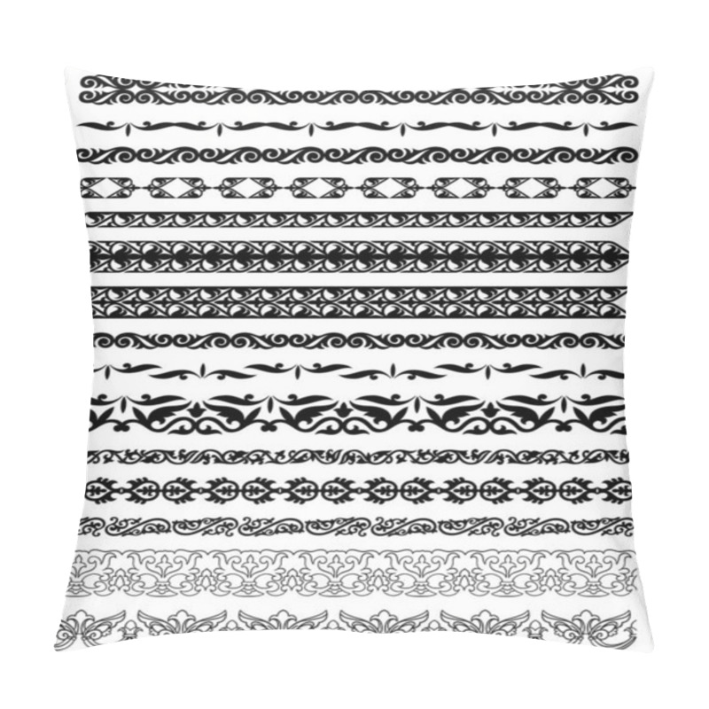 Personality  Set Of 15 Vector Borders, Dividers And Frames Of Kazakh National Islamic Ornament Pillow Covers