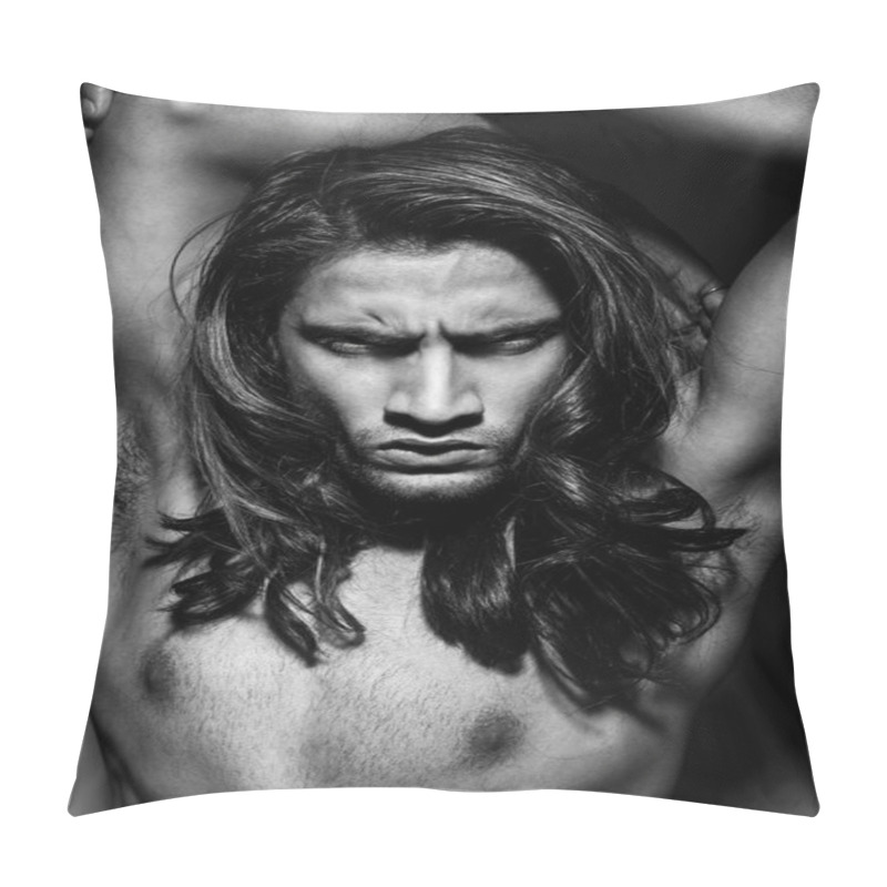 Personality  Portrait Black And White Of A Male Fashion Model Pillow Covers