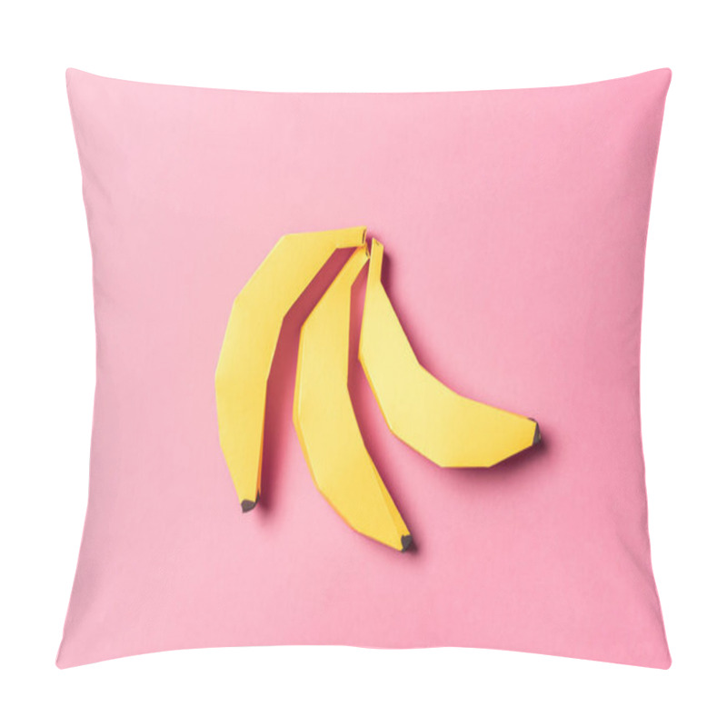 Personality  Top View Of Yellow Paper Bananas On Pink Pillow Covers