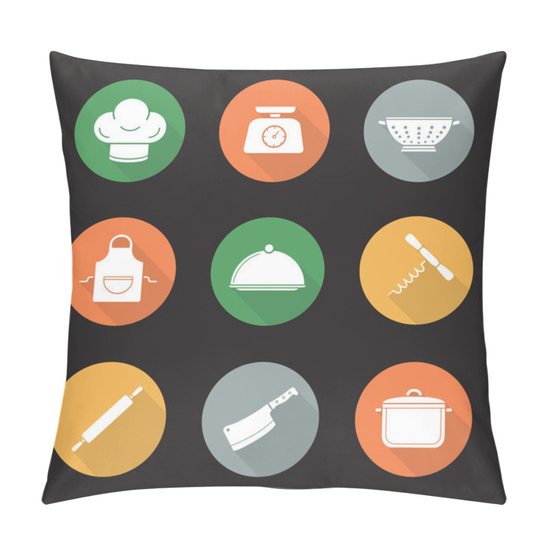 Personality  Kitchenware Utensils Icons Set Pillow Covers