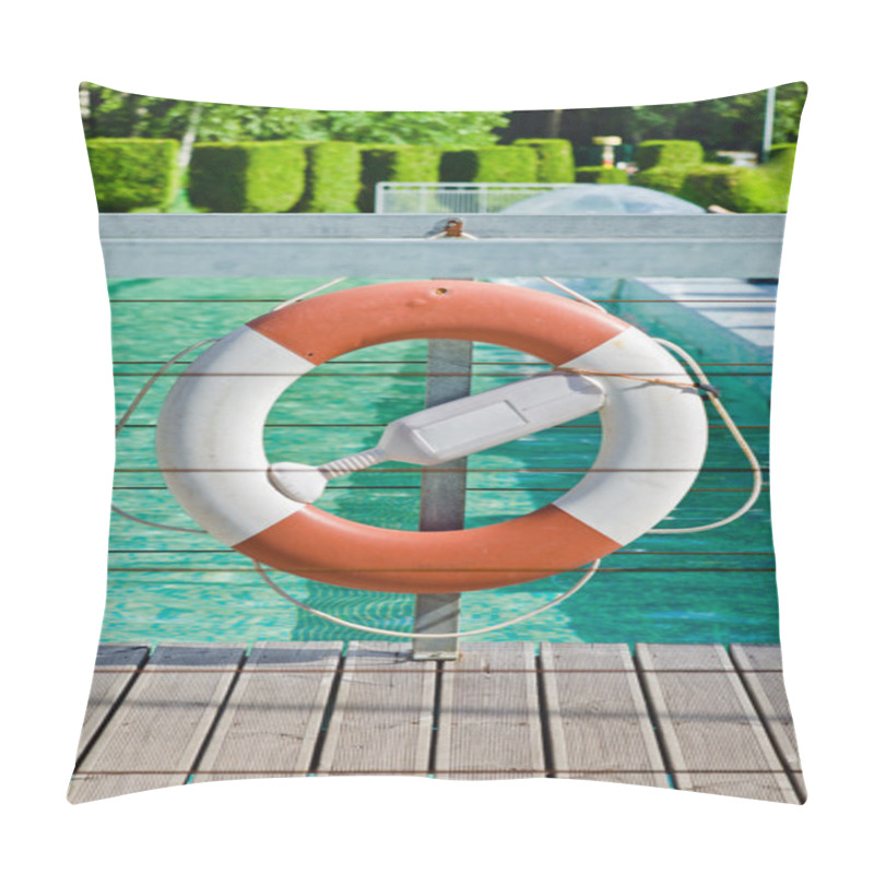 Personality  Life Buoy Near The Swimming Pool, Close-up Pillow Covers