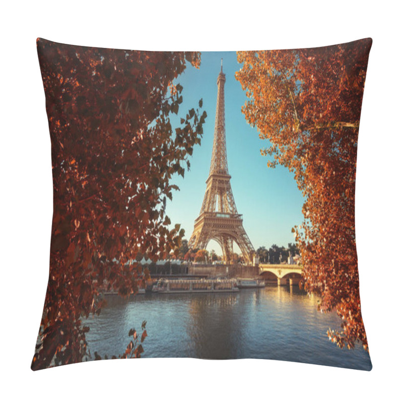 Personality  Seine In Paris With Eiffel Tower In Autumn Time Pillow Covers