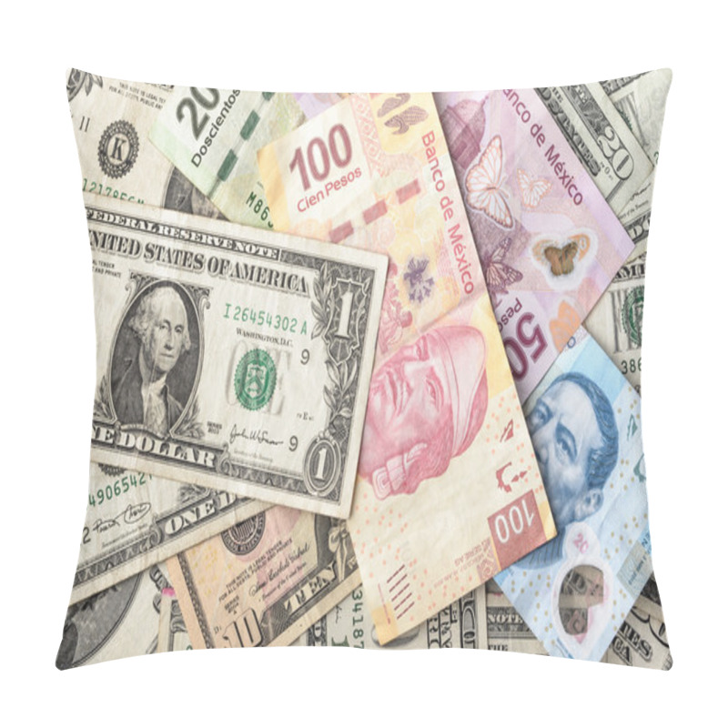 Personality  Dollar And Mexican Peso Bills Pillow Covers