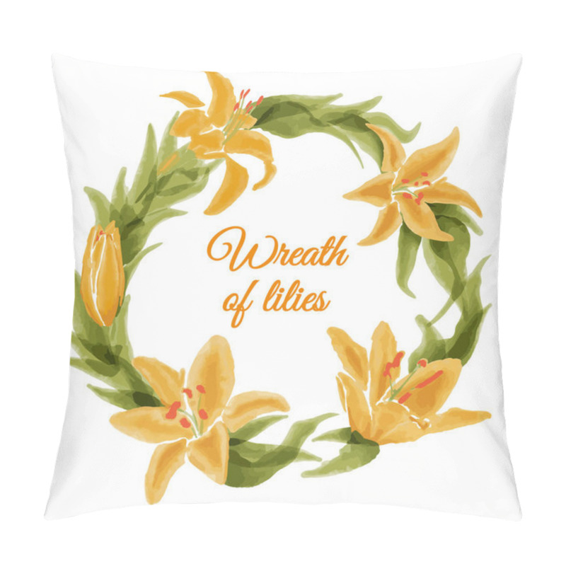 Personality  Wreath Of Yellow Lilies In Circle Pillow Covers