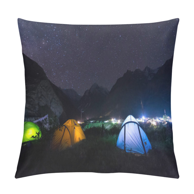 Personality  Camping Tent Under Milkyway With Twinkling Stars In The Background Pillow Covers