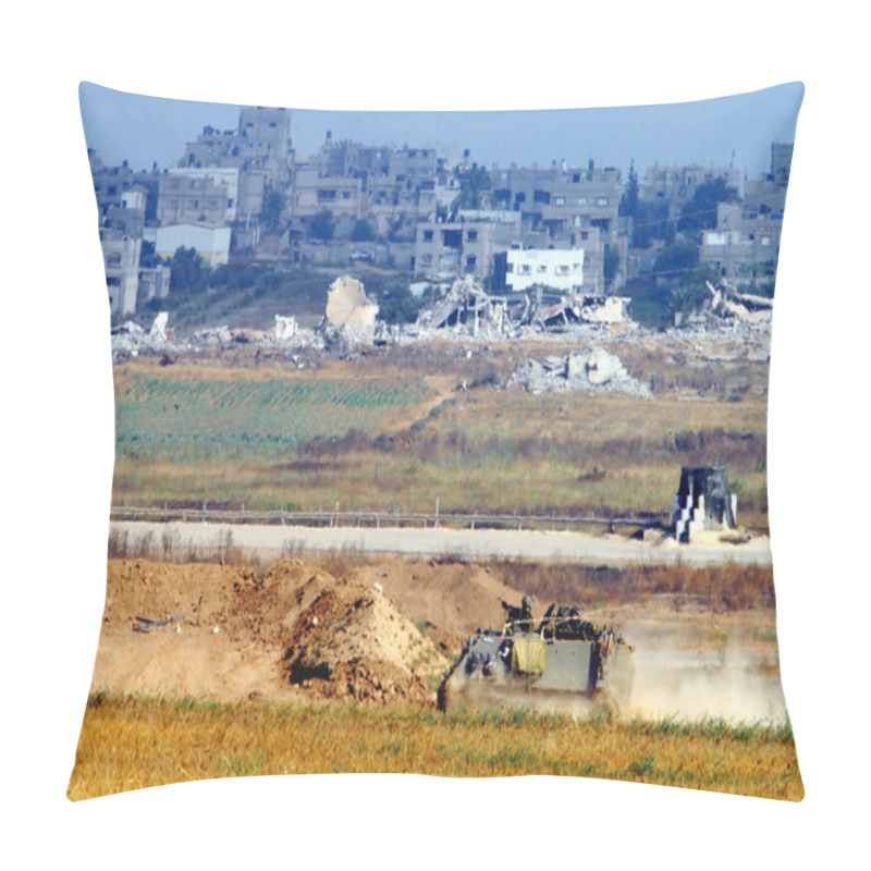 Personality  Israeli Soldiers In Armed Vehicle Near Gaza Strip Pillow Covers