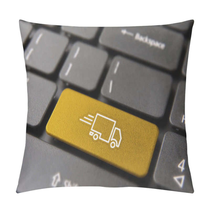 Personality  Fast Delivery Truck Service Concept On Laptop Key Pillow Covers