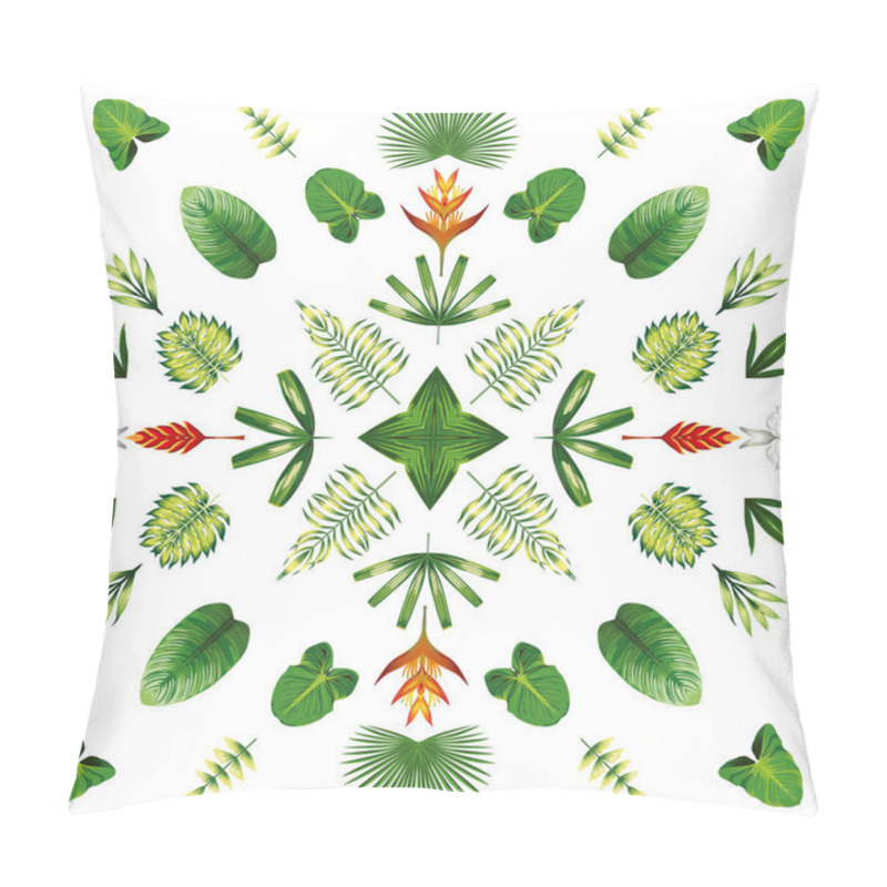 Personality  Symmetric Geometric Tropical Flowers And Leaves White Background Pillow Covers