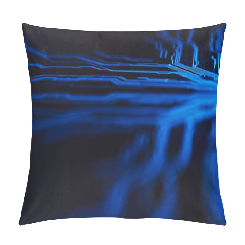 Personality  Digitalization Concept: Computer Screen Activates And Shows Futuristic Artificial Intelligence Spreading Throw Internet. Visualization Of Machine Learning, AI, Computer Technology Merge With Humanity Pillow Covers