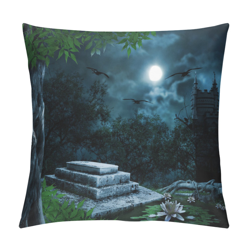 Personality  Tombstone In Celebration Of Halloween On The Background Of The M Pillow Covers