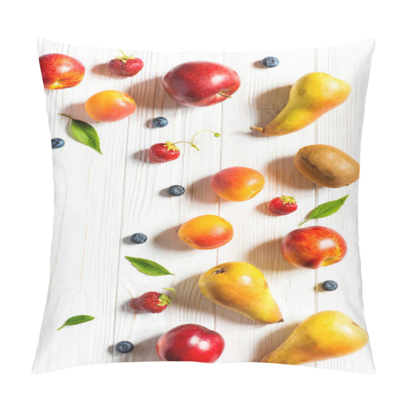 Personality  Fresh Fruits On White Background Pillow Covers