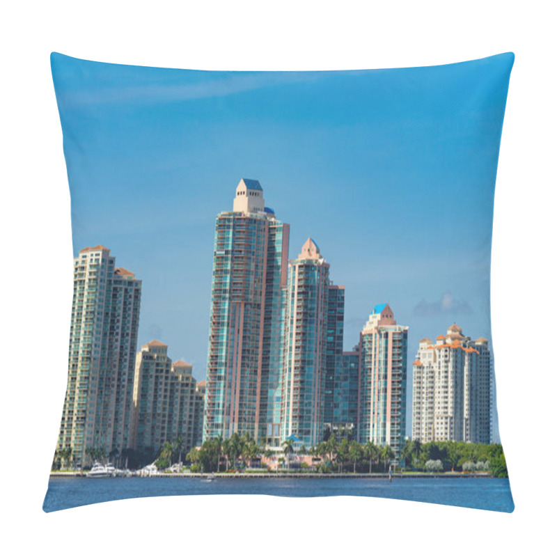 Personality  City Of Aventura Waterfront Buildings Shot With Telephoto Lens Pillow Covers