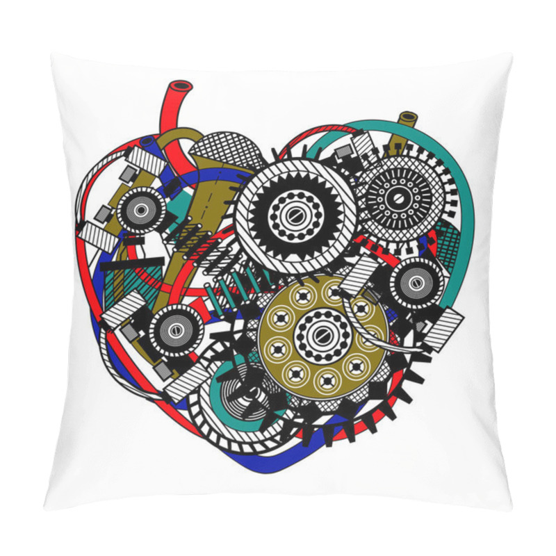 Personality  Mechanical Heart. Vector Illustration Pillow Covers