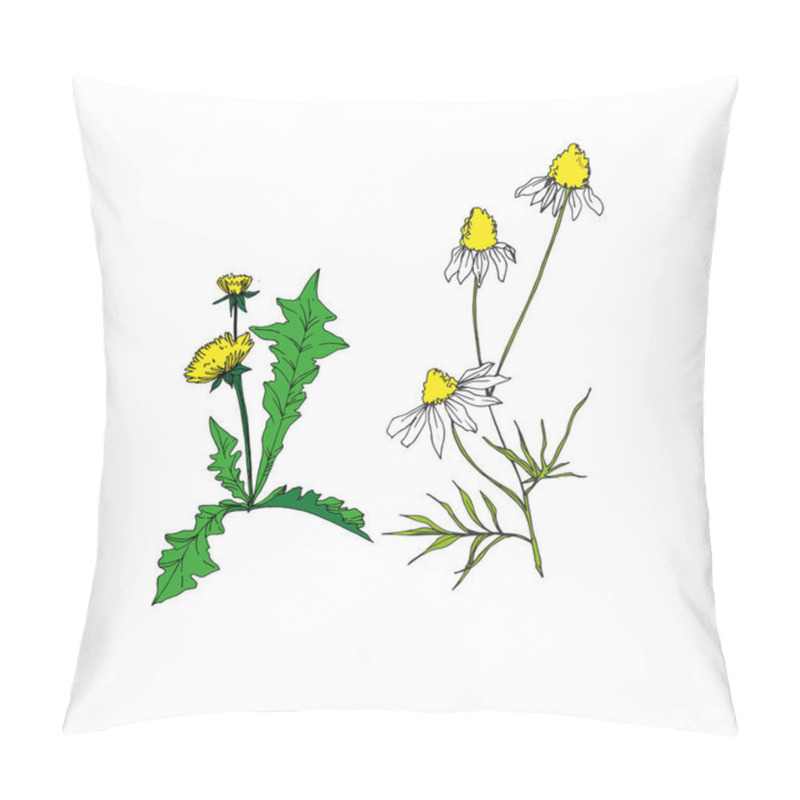 Personality  Vector Wildflowers Floral Botanical Flowers. Black And White Engraved Ink Art. Isolated Flower Illustration Element. Pillow Covers