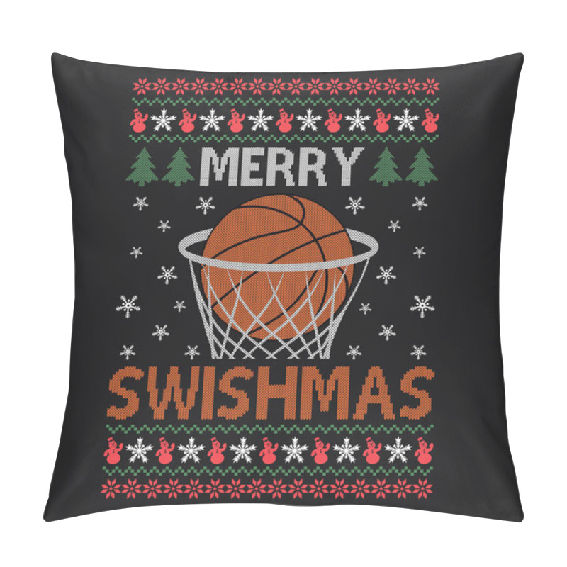 Personality  Merry Swishmas - Ugly Christmas Sweater Designs - Vector Graphic Pillow Covers