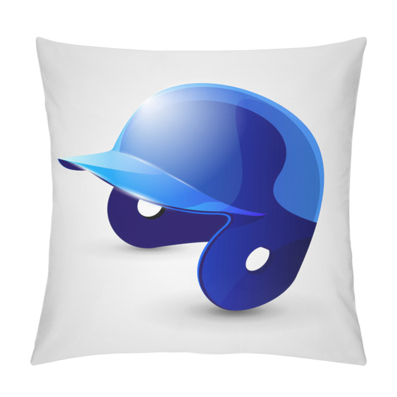 Personality  Blue Baseball Helmet On White Background Pillow Covers