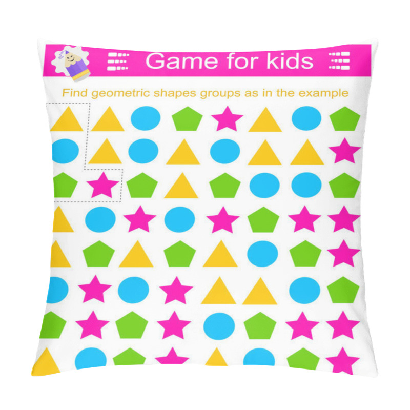 Personality  A Game For Children. Find Geometric Shapes Groups As In The Example. Attention Tasks For Children Pillow Covers