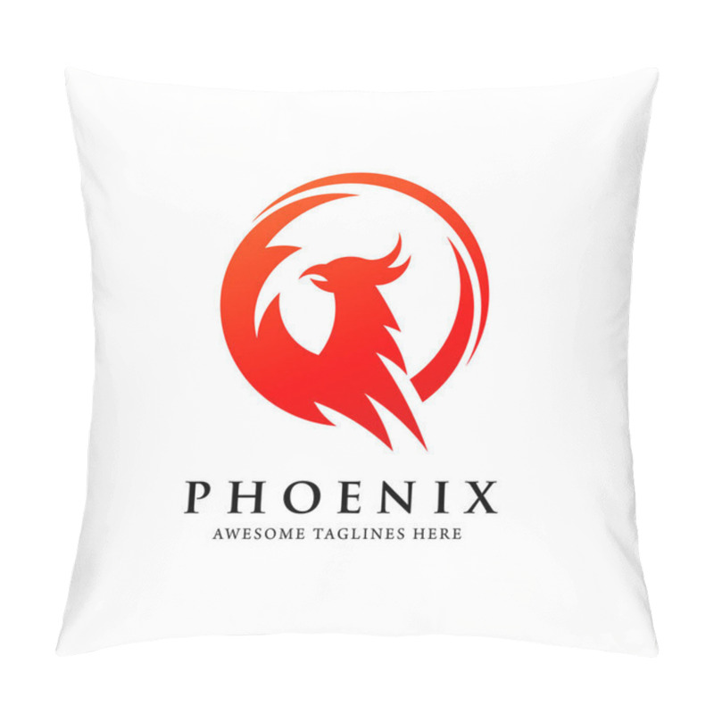 Personality  Creative Simple Phoenix Bird Circle Logo Concept, Best Phoenix Bird Logo Design Pillow Covers