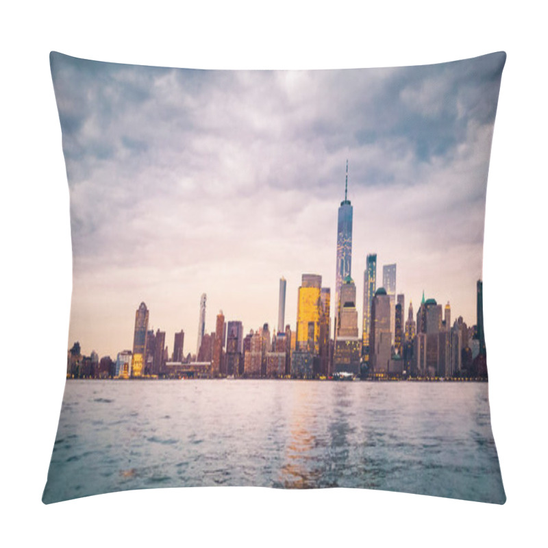 Personality  Lower Manhattan At Sunset Viewed From Jersey City, New Jersey Pillow Covers