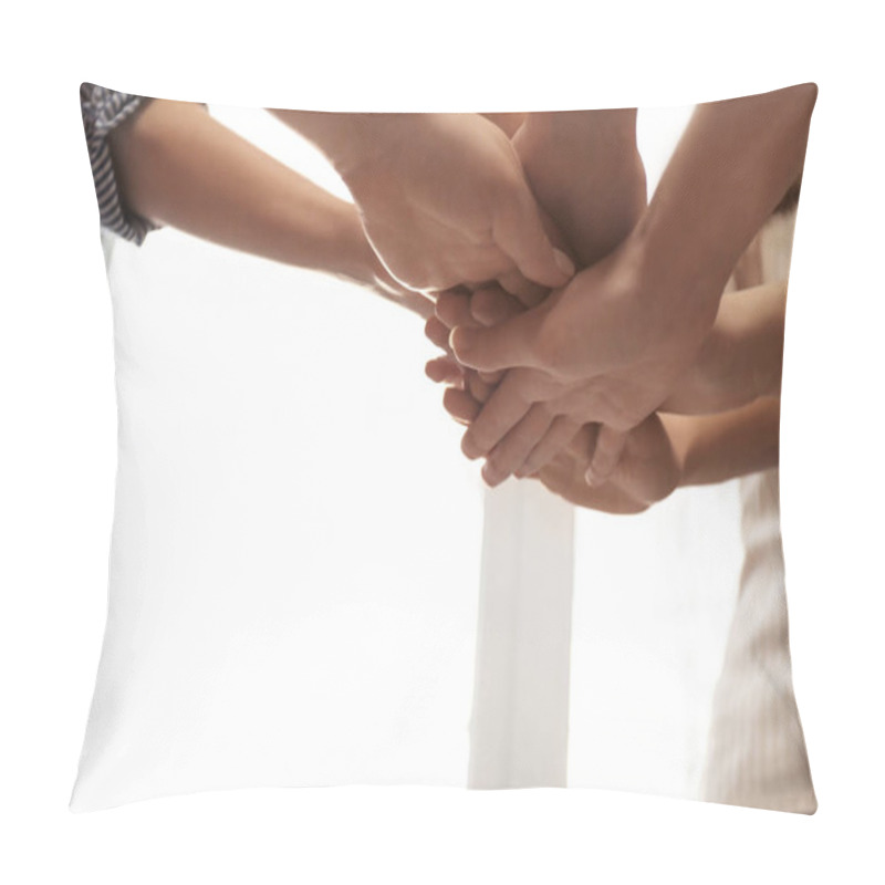 Personality  Young People Putting Hands Together As Symbol Of Unity Pillow Covers