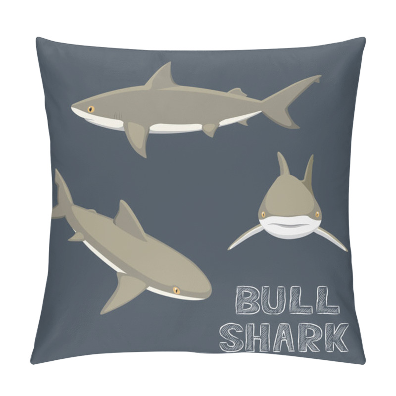 Personality  Bull Shark Cartoon Vector Illustration Pillow Covers