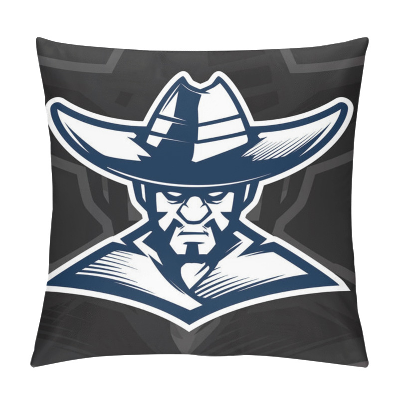 Personality  Cowboy Mascot Black And White Logo Illustration Pillow Covers