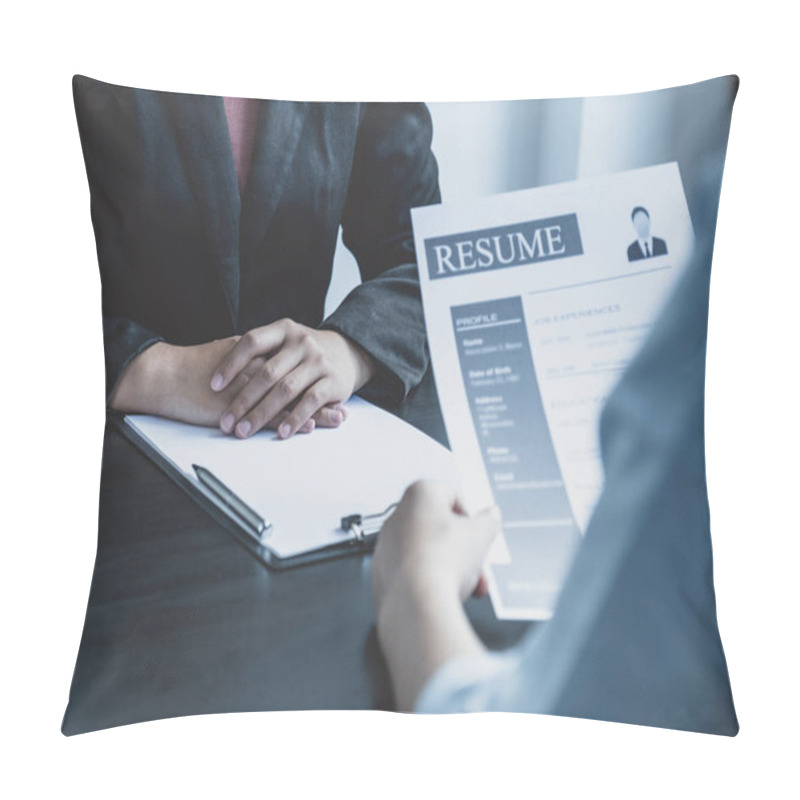 Personality  Business Office Executives Are Interviewing Job Applicants In The Meeting Room. Pillow Covers