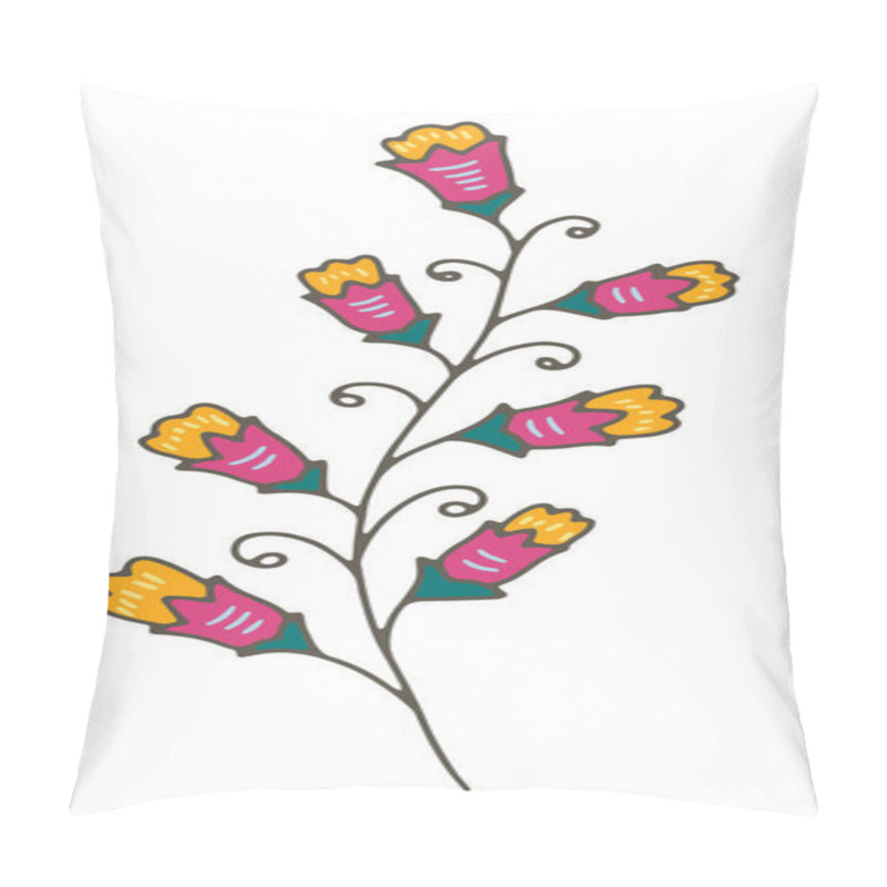 Personality  A Vector Illustration Of A Stylized Floral Branch With Intricate Details, Isolated On A White Background. Suitable For Prints, Patterns, Or Digital Designs. Pillow Covers