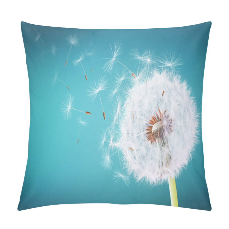 Personality  Dandelion Flying On Cyans Background Pillow Covers