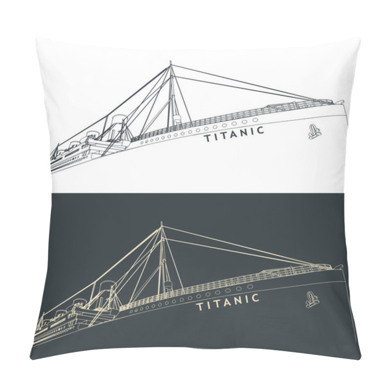 Personality  Stylized Vector Illustrations Of Close-up Sketches Of Titanic Pillow Covers