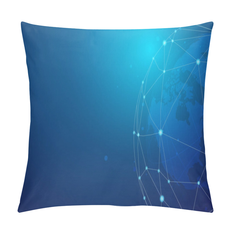 Personality  Worldwide Connection Blue Background Illustration Vector Pillow Covers