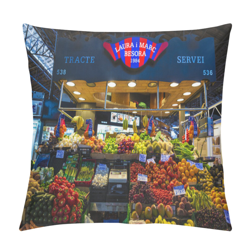 Personality  Fruit Stand In La Boqueria Market, Barcelona Pillow Covers