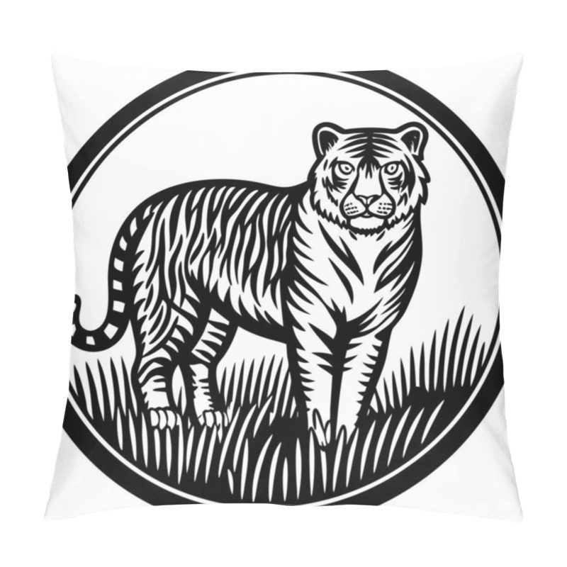 Personality  A Dynamic Tiger Silhouette Capturing The Strength And Elegance Of This Majestic Predator. Perfect For Wildlife, Nature, And Creative Design Projects. Pillow Covers