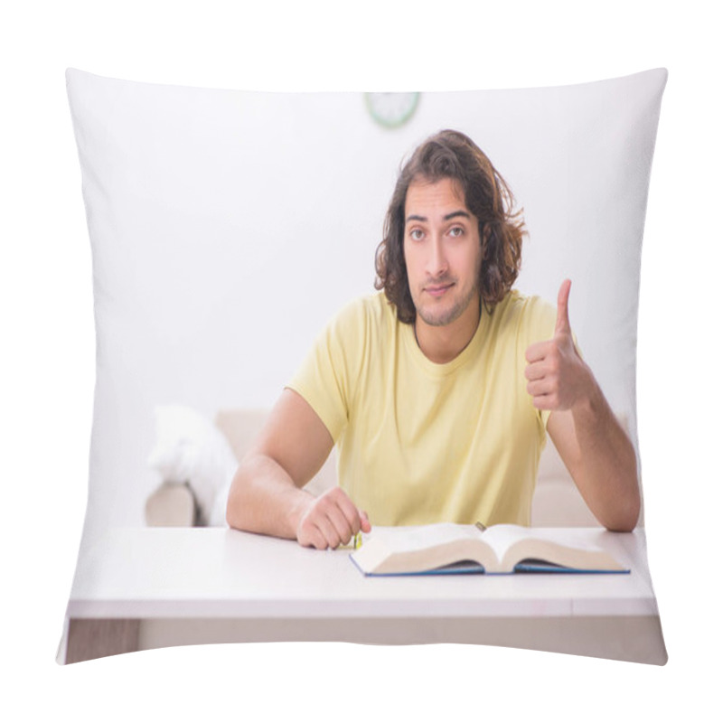 Personality  Young Male Student Preparing For Exams At Home Pillow Covers