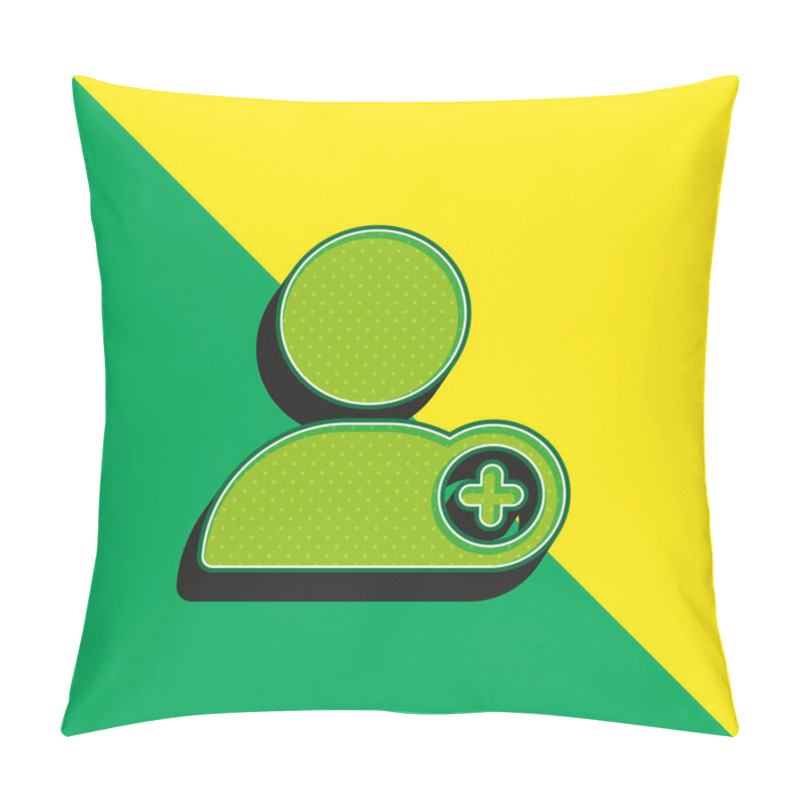 Personality  Add User Green And Yellow Modern 3d Vector Icon Logo Pillow Covers