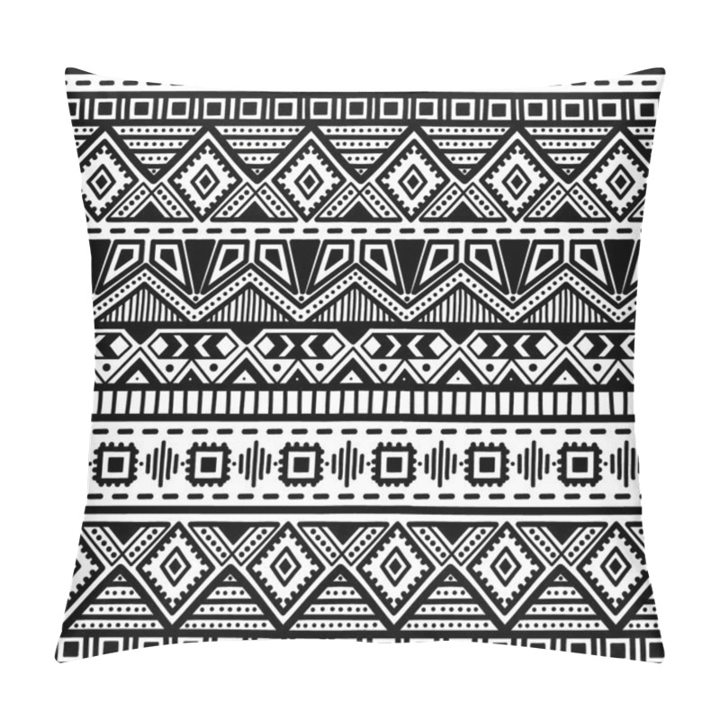 Personality  Seamless Ethnic Pattern. Black And White Vector Illustration. Pillow Covers