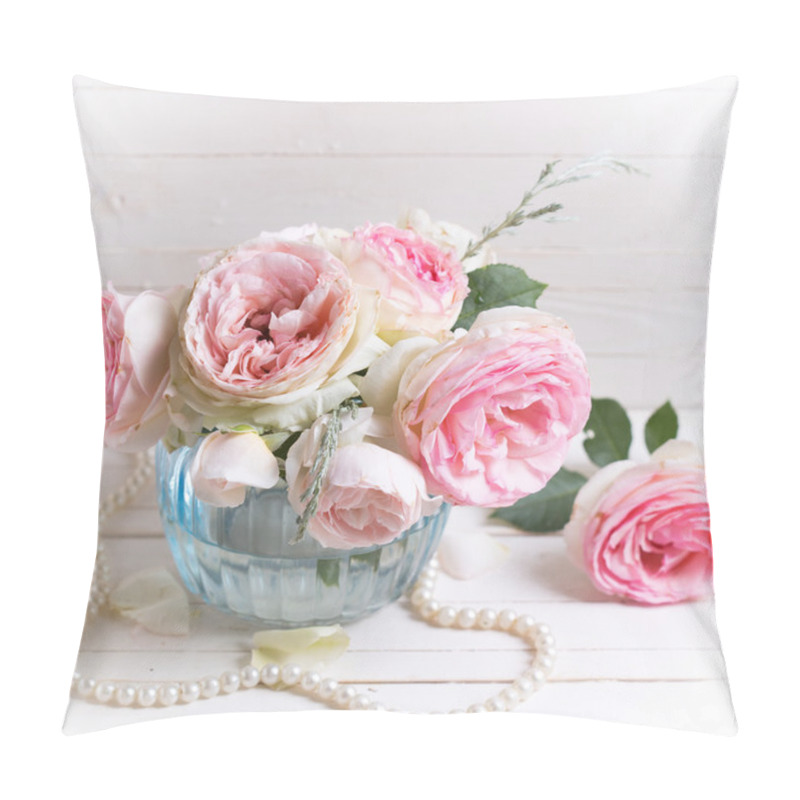 Personality  Pink Roses In Vase Pillow Covers